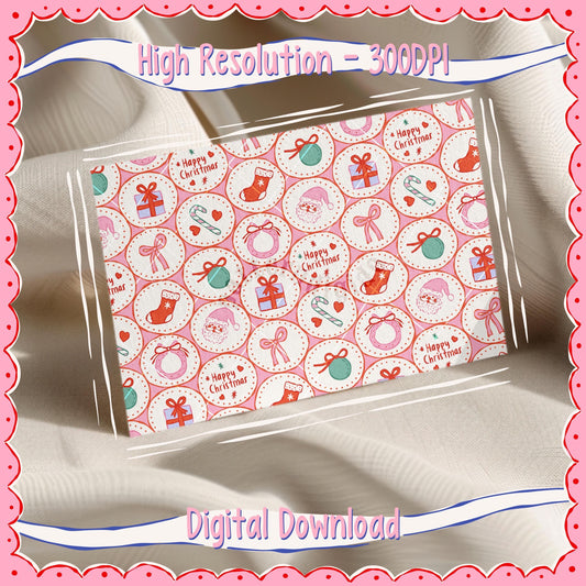 Pink and Red Christmas Seamless Pattern, T0765