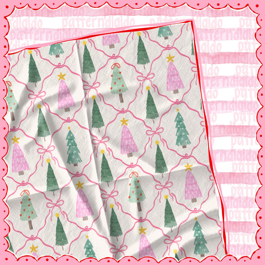 Christmas Trees with Bows Seamless Pattern, T0813