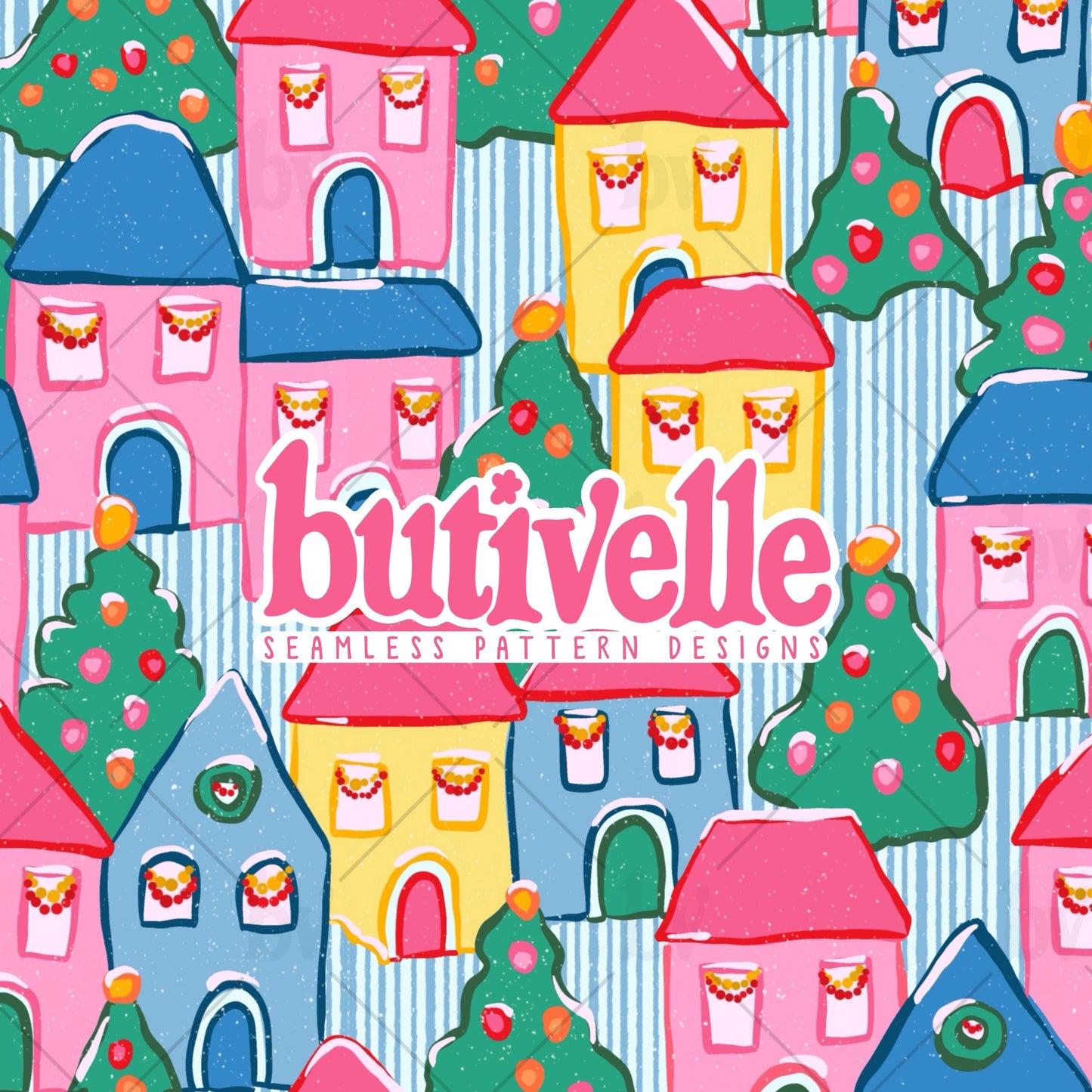 Christmas Town Seamless Pattern, T0872