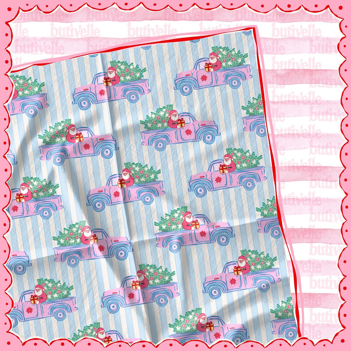 Santa with Truck Christmas Seamless Pattern, T0884