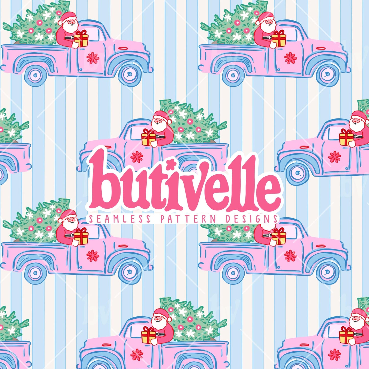 Santa with Truck Christmas Seamless Pattern, T0884
