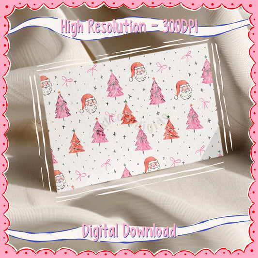 Preppy Red and Pink Christmas Seamless Pattern, T0781
