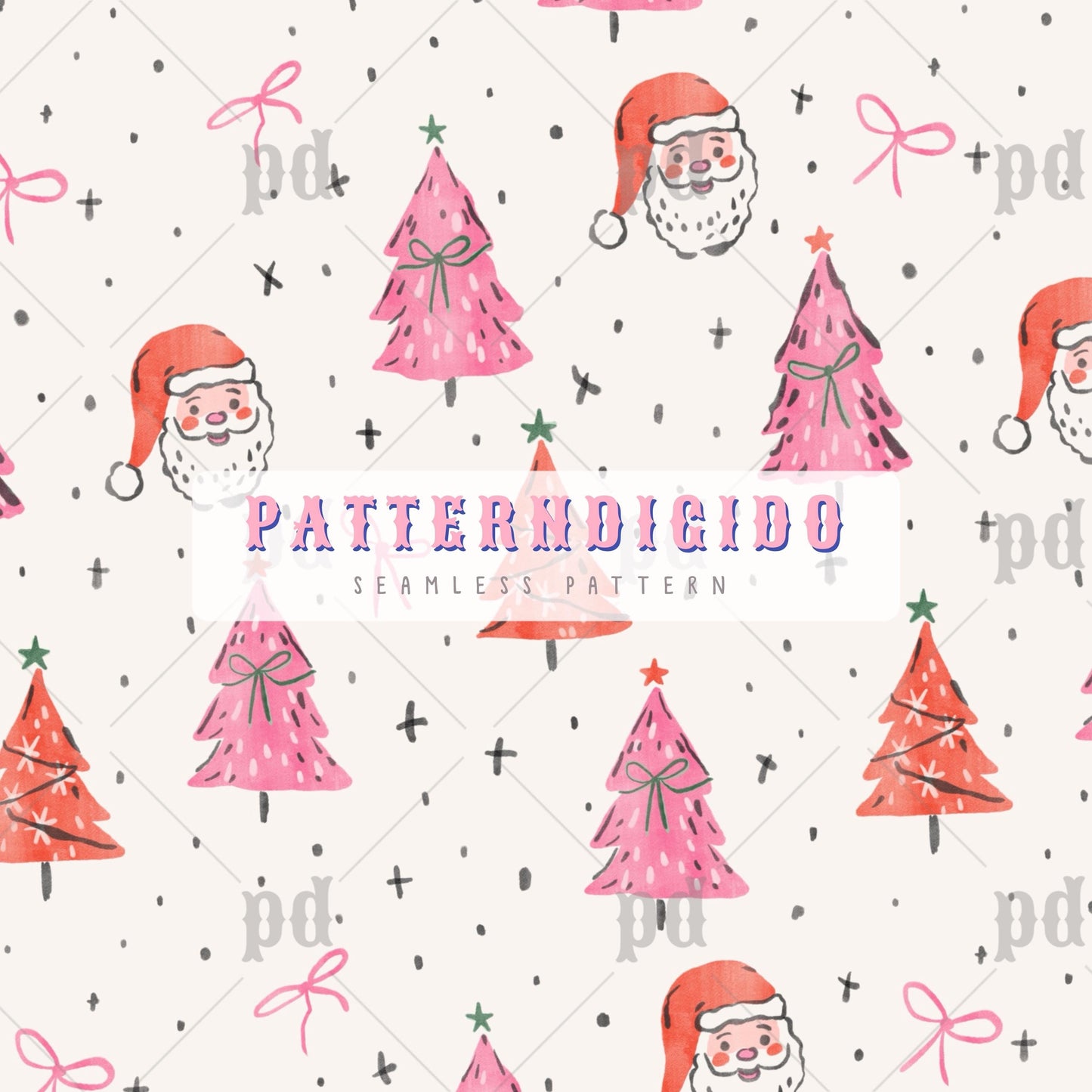 Preppy Red and Pink Christmas Seamless Pattern, T0781