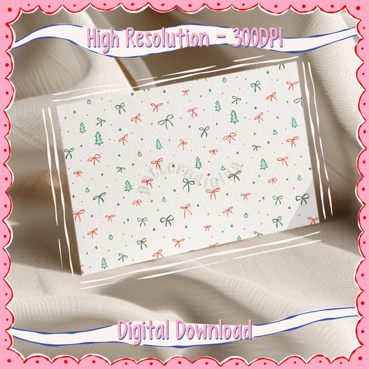 Christmas Bows Seamless Pattern, T0750