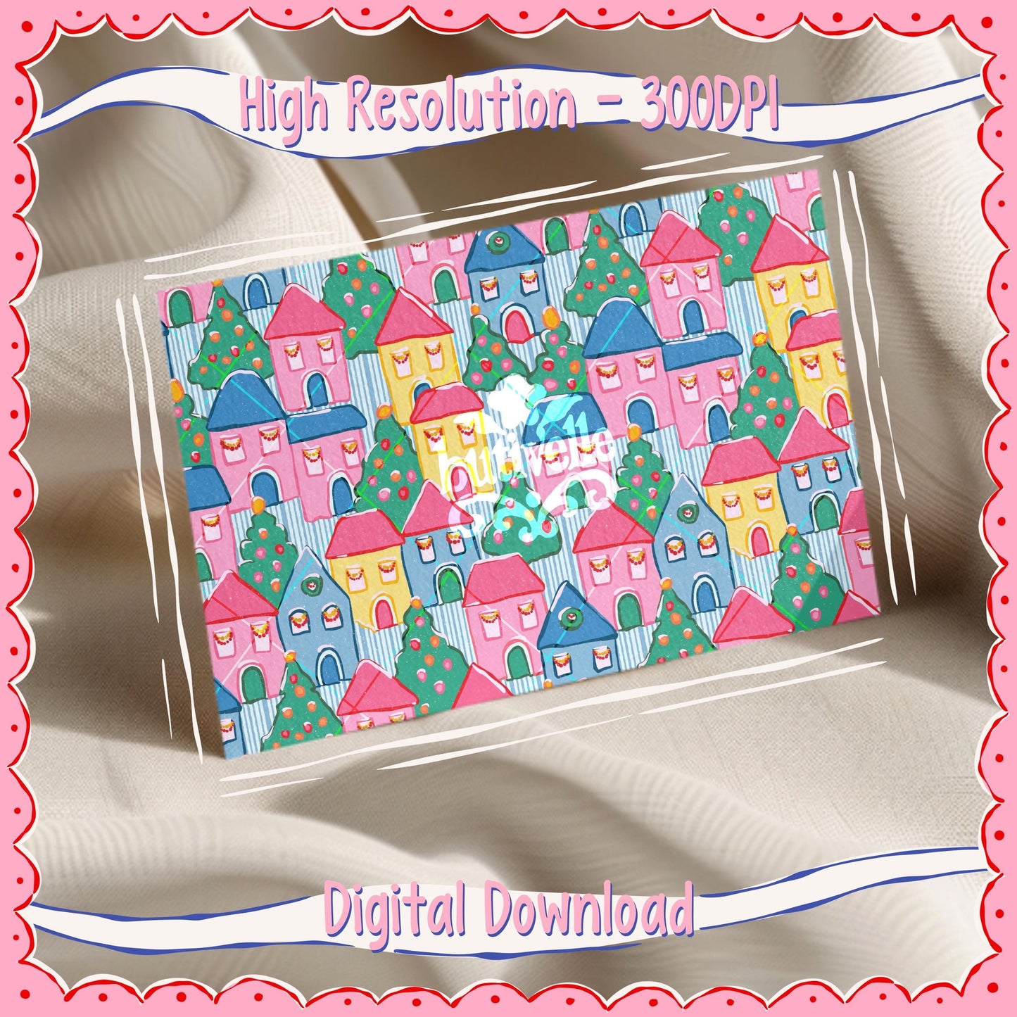 Christmas Town Seamless Pattern, T0872