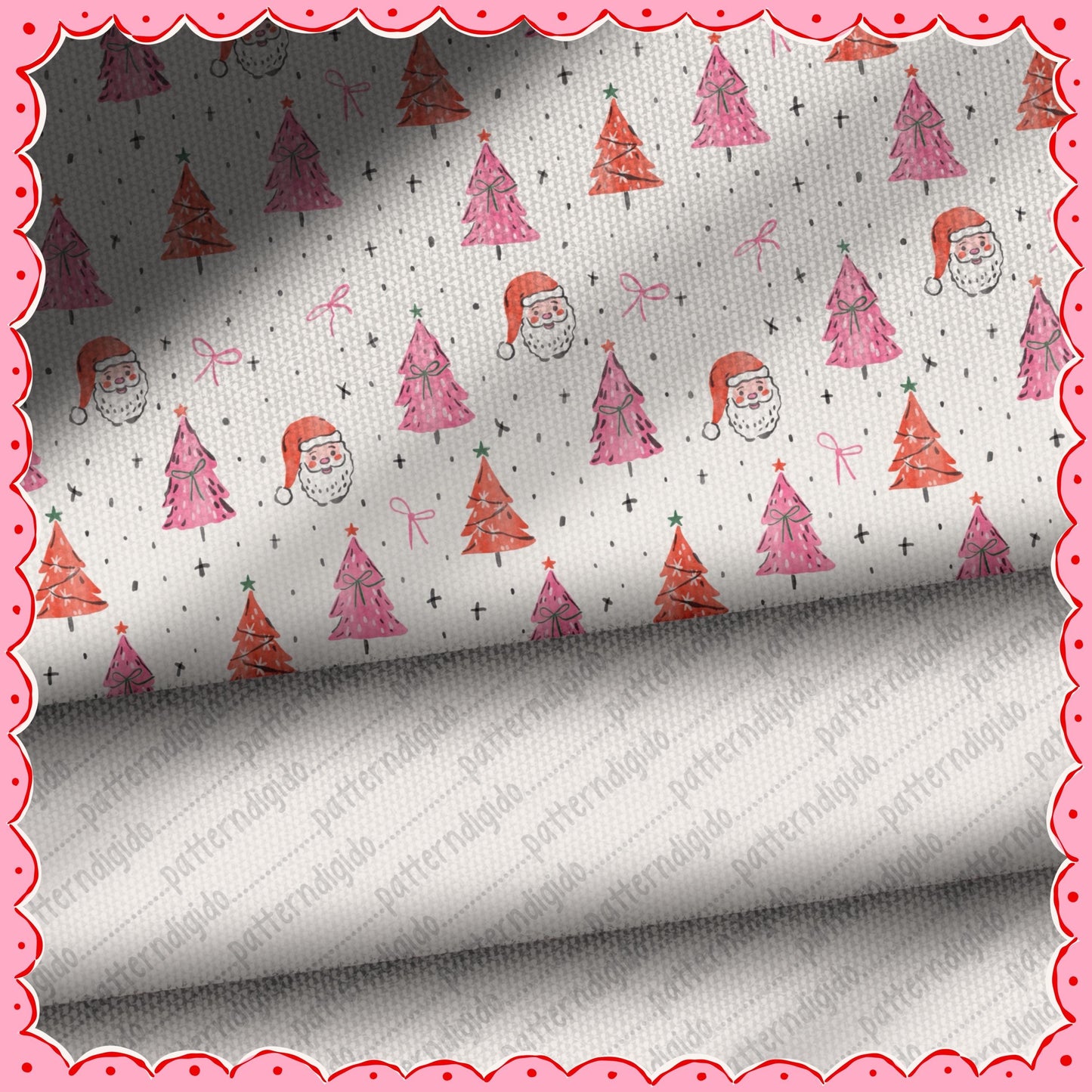 Preppy Red and Pink Christmas Seamless Pattern, T0781
