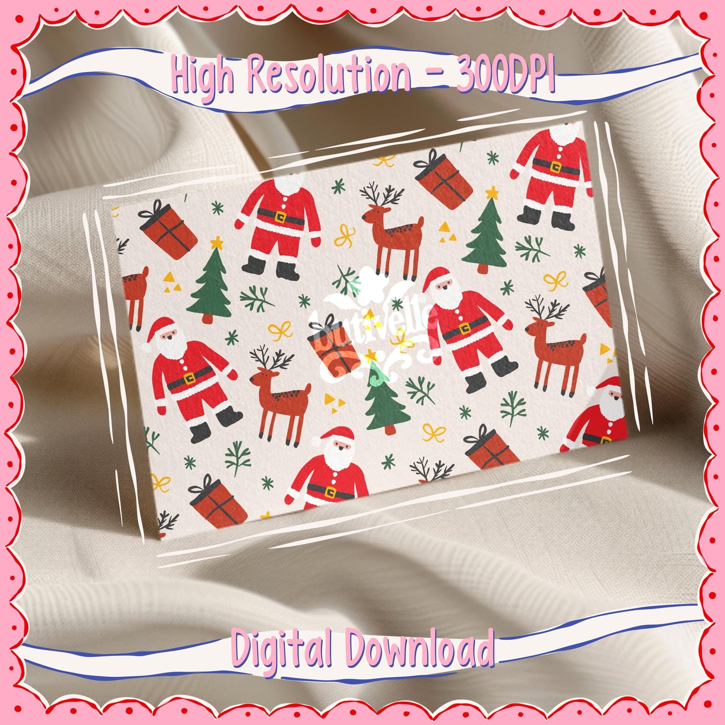 Colorful Santa Seamless Pattern, T0887