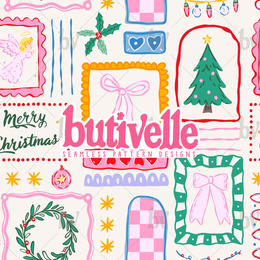 ORIGINAL Girly Christmas Coquette Bows Seamless Pattern, T0844
