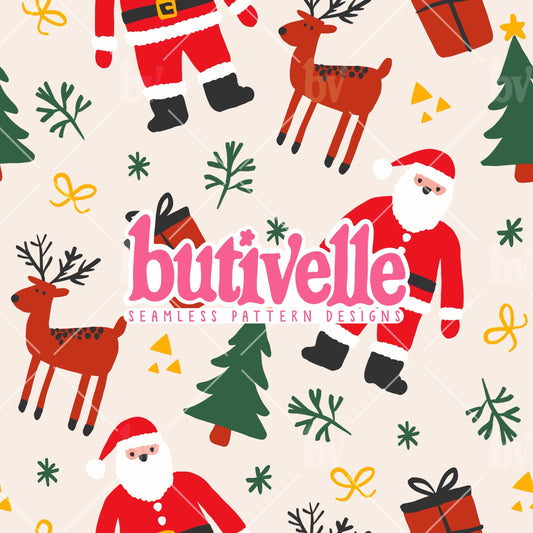 Colorful Santa Seamless Pattern, T0887