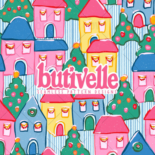 Christmas Town Seamless Pattern, T0872