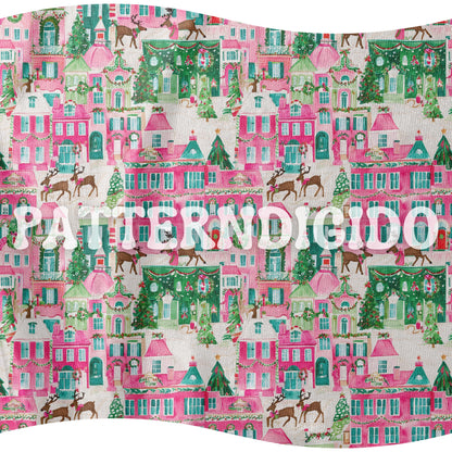 Preppy Pink Christmas Holiday Seamless Pattern, T0535
