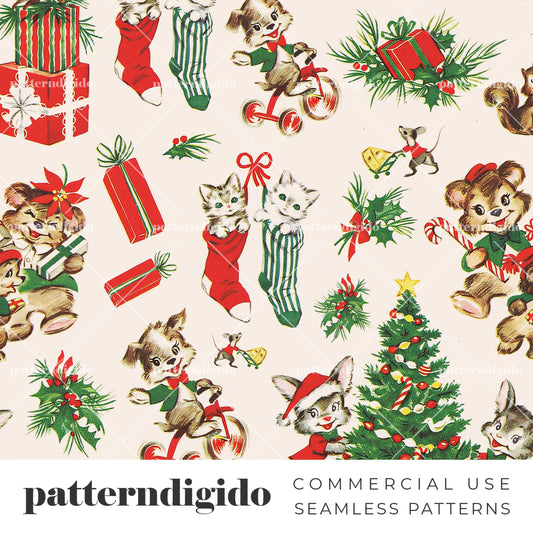 Vintage Christmas Seamless Pattern, T0484