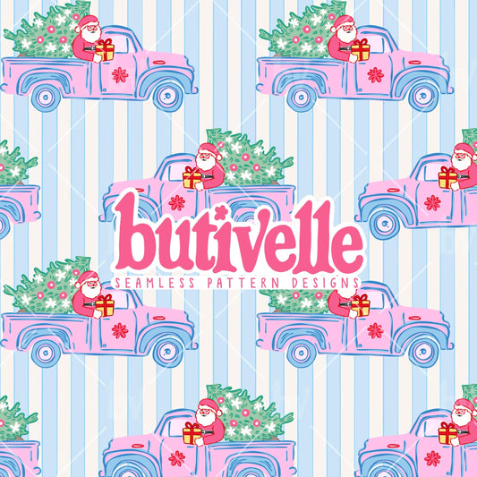 Santa with Truck Christmas Seamless Pattern, T0884