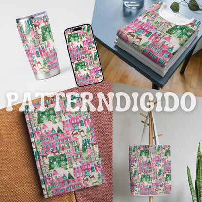 Preppy Pink Christmas Holiday Seamless Pattern, T0535