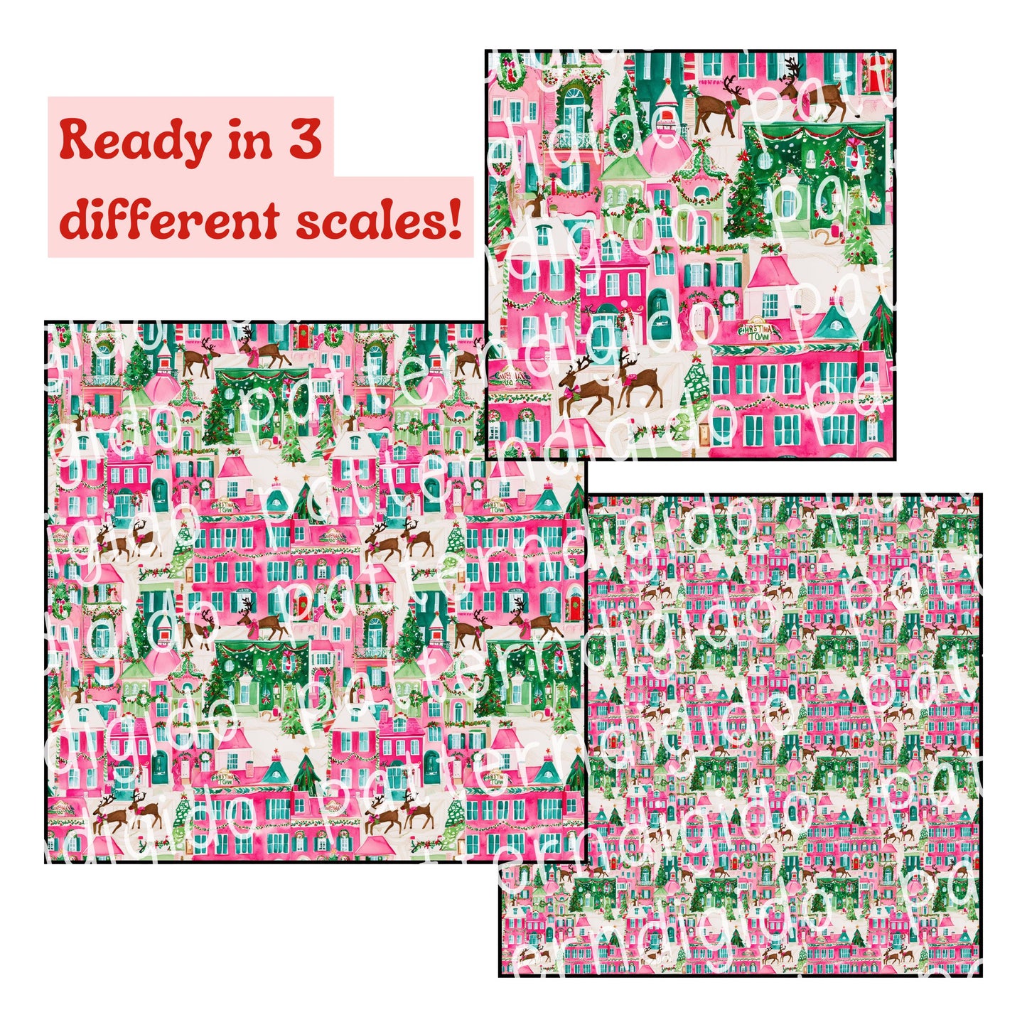 Preppy Pink Christmas Holiday Seamless Pattern, T0535