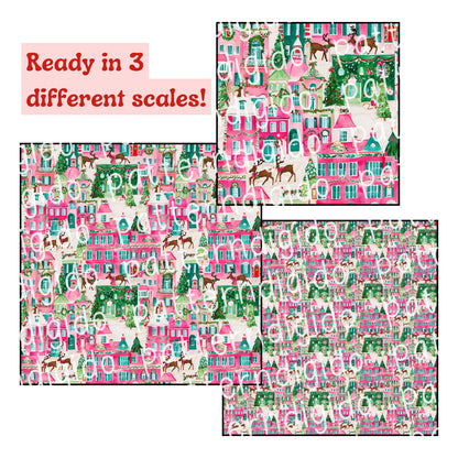 Preppy Pink Christmas Holiday Seamless Pattern, T0535