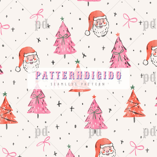 Preppy Red and Pink Christmas Seamless Pattern, T0781