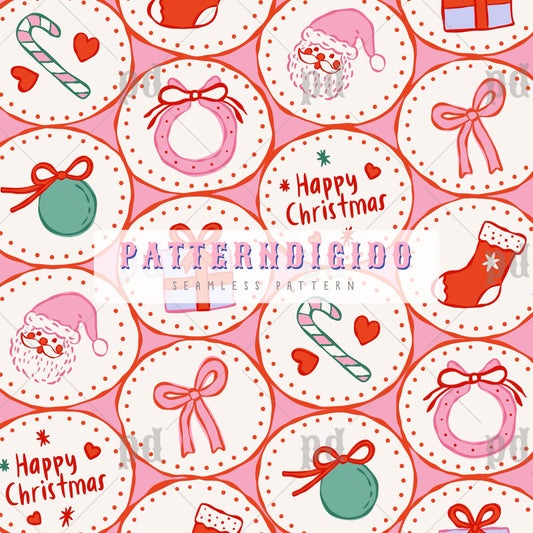 Pink and Red Christmas Seamless Pattern, T0765